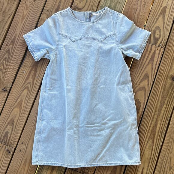 NWOT Levi's Tee Dress - Short Sleeve - Denim Mini - Zip Back - Women's Small - Picture 1 of 7